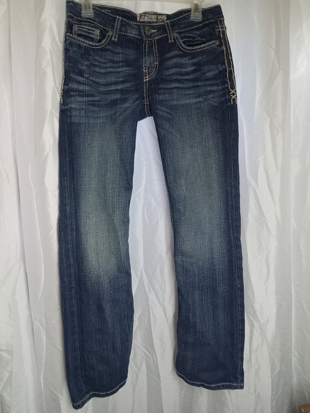 BKE Women's Dark Wash Madison boot stretch Jeans DISTRESSED
